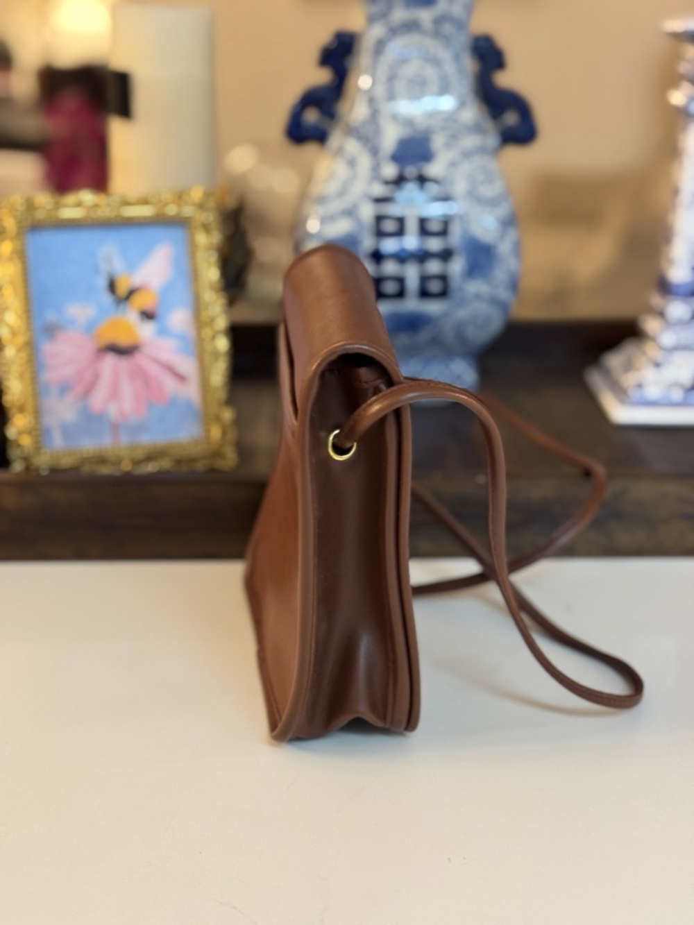 ๐ค VINTAGE VALARIE STEVENS TAN LEATHER CROSSBODY BAG! - Picture 3 of 10